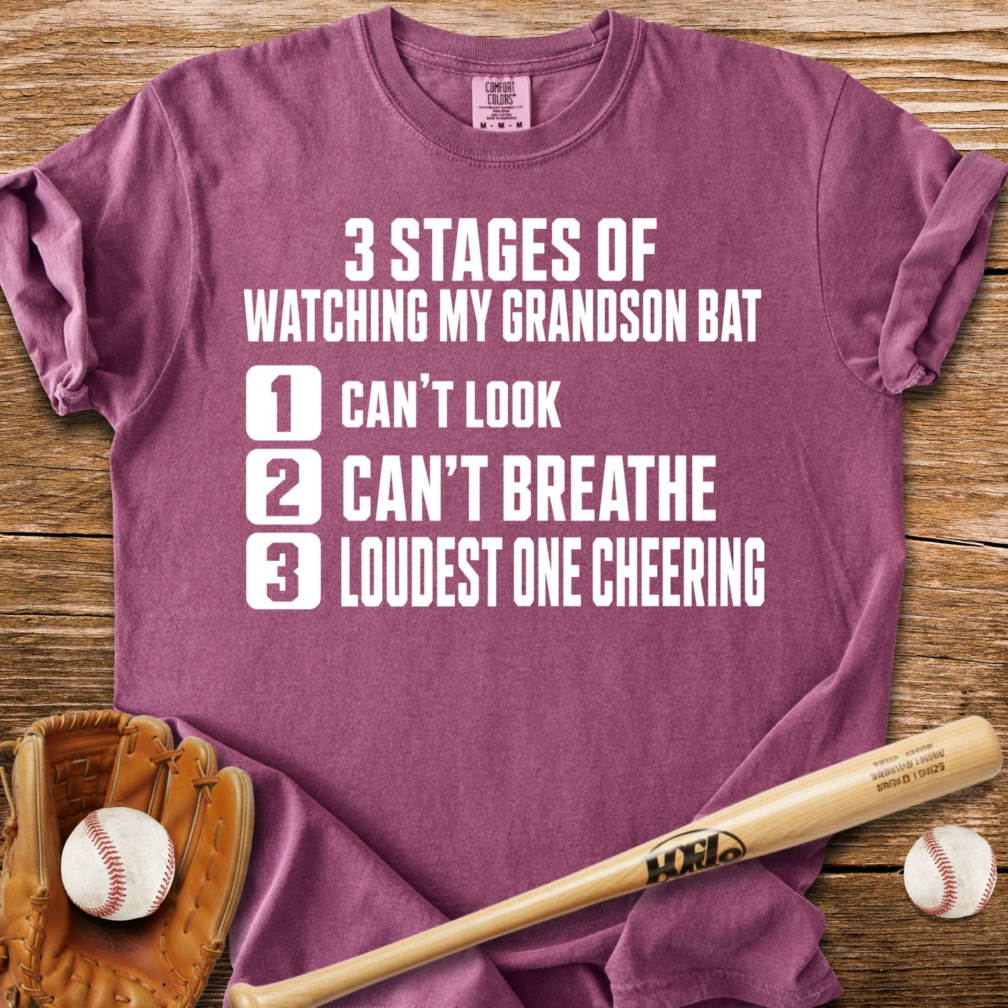Grandson Bats Grandma Panics T-Shirt
