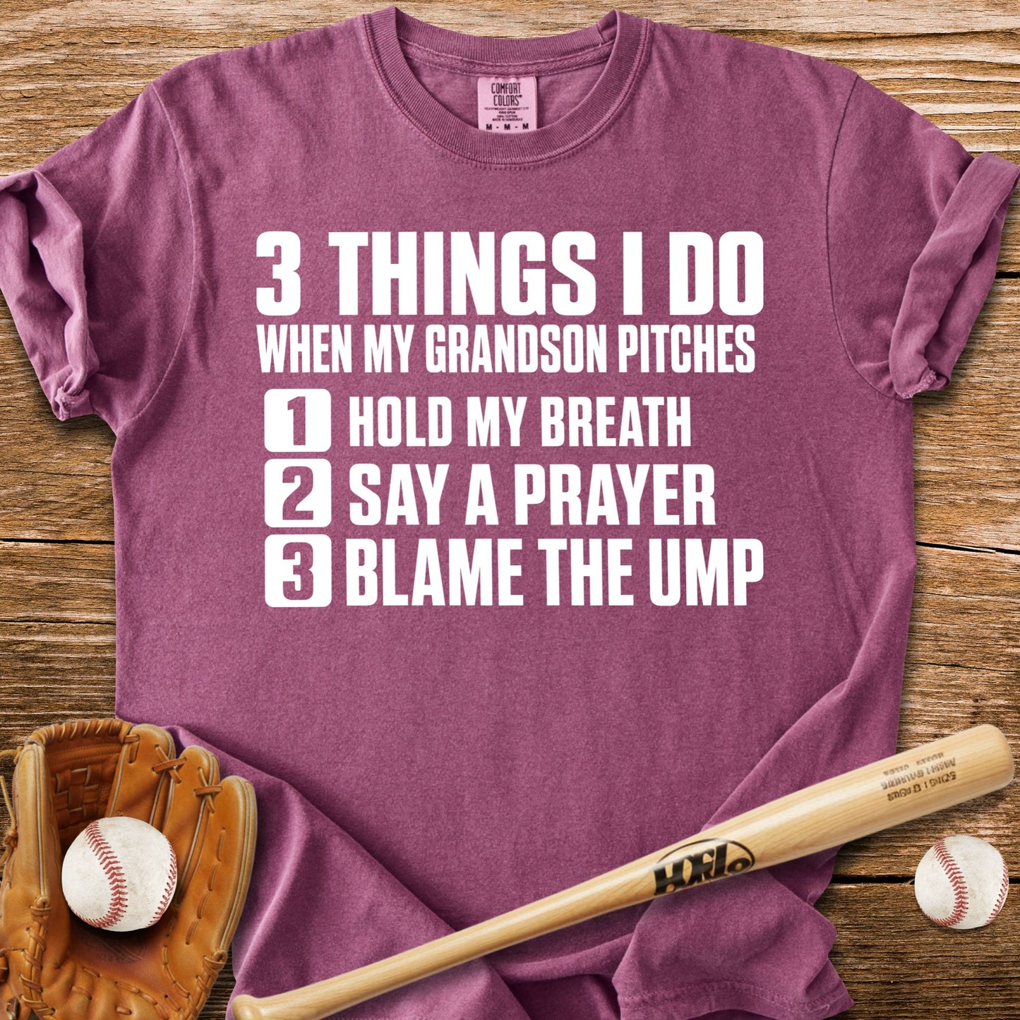 Grandson Pitches Grandma Prays T-Shirt