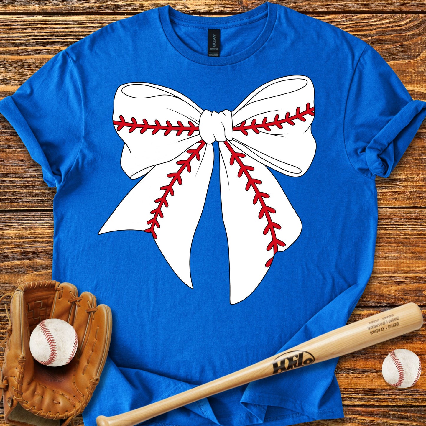 Baseball Coquette Bow Adult T-Shirt