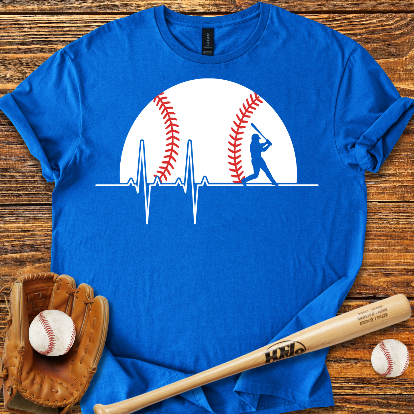 Baseball Heartbeat Adult T-Shirt