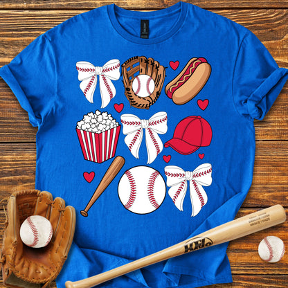 Baseball Coquette Bow Adult T-Shirt