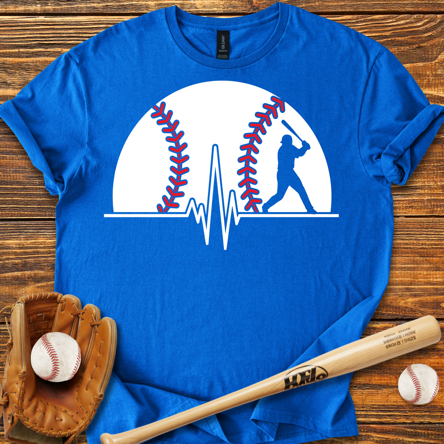Baseball Heartbeat Adult T-Shirt