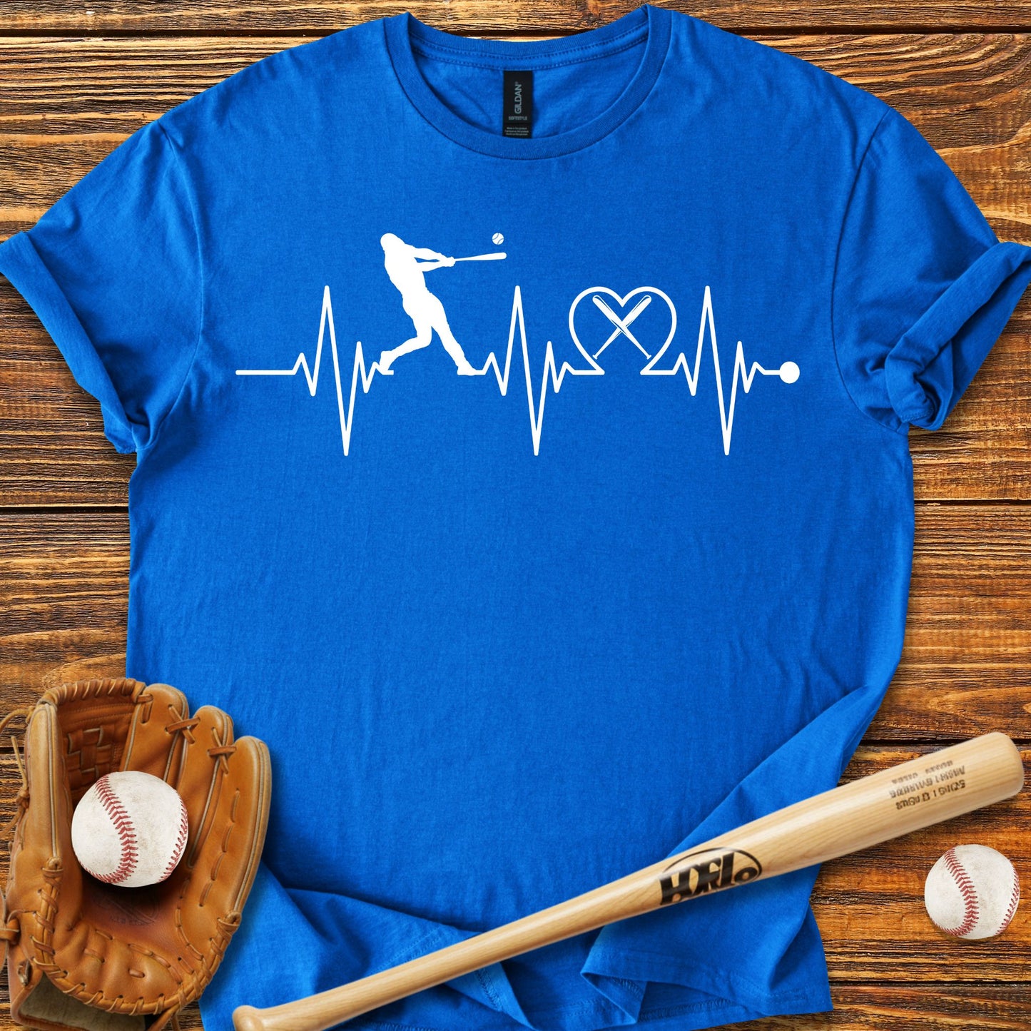 Baseball Heartbeat Adult T-Shirt