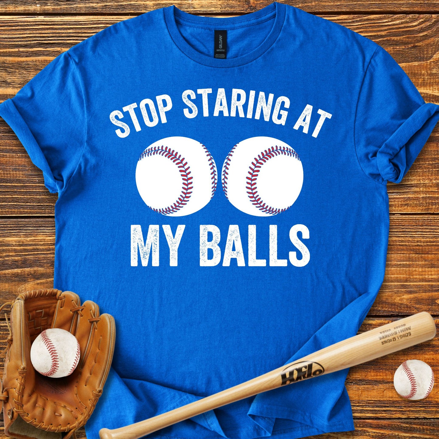Stop Staring at My Balls Adult T-shirt