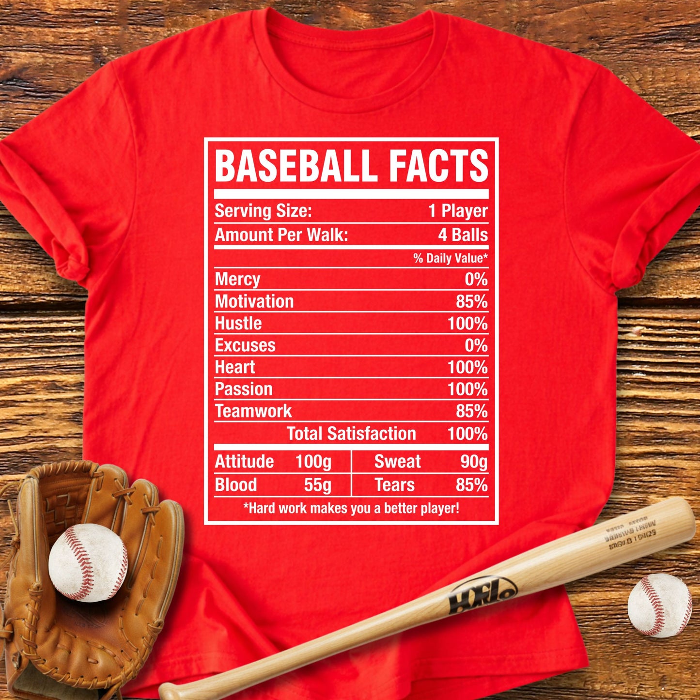 Baseball Facts Nutrition T-Shirt
