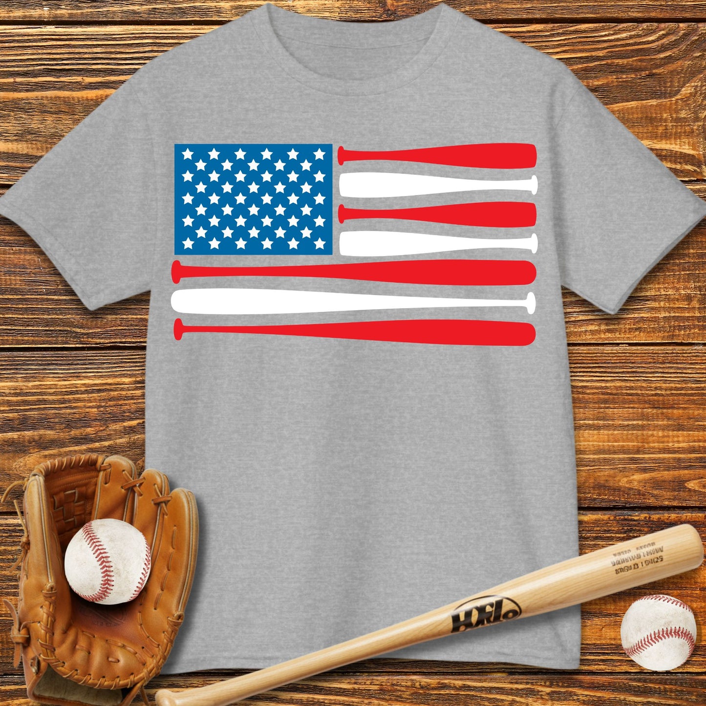 Baseball USA Flag Kids T-Shirt