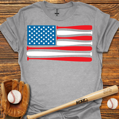 Baseball USA Flag Adult T-Shirt