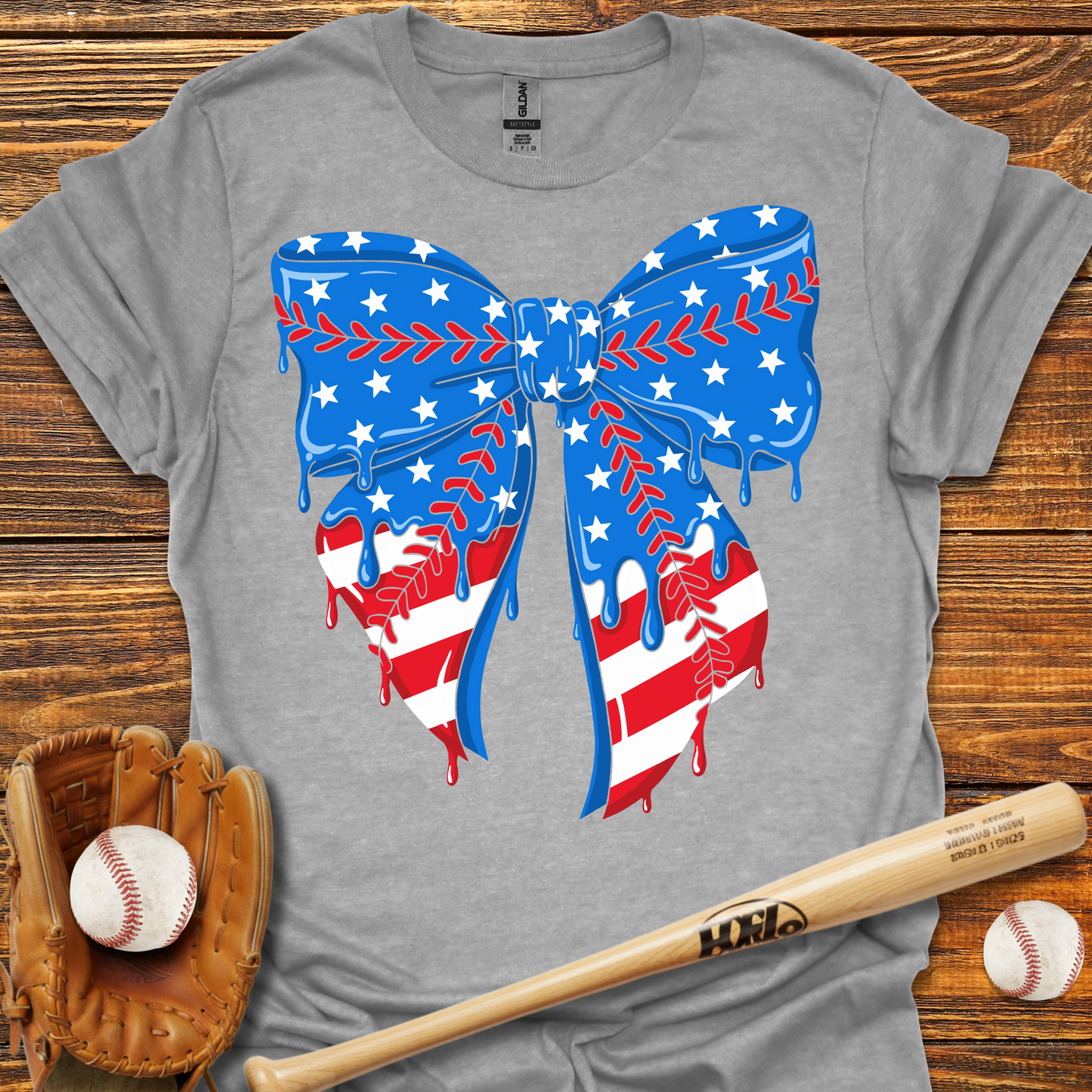 Baseball Bow USA Drip Tee
