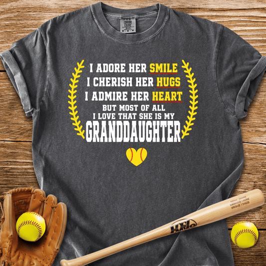 Adores Her Granddaughter T-Shirt - HomeRun PrintsComfort Colors