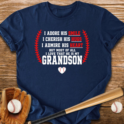 Adores Her Grandson - HomeRun PrintsT-Shirt