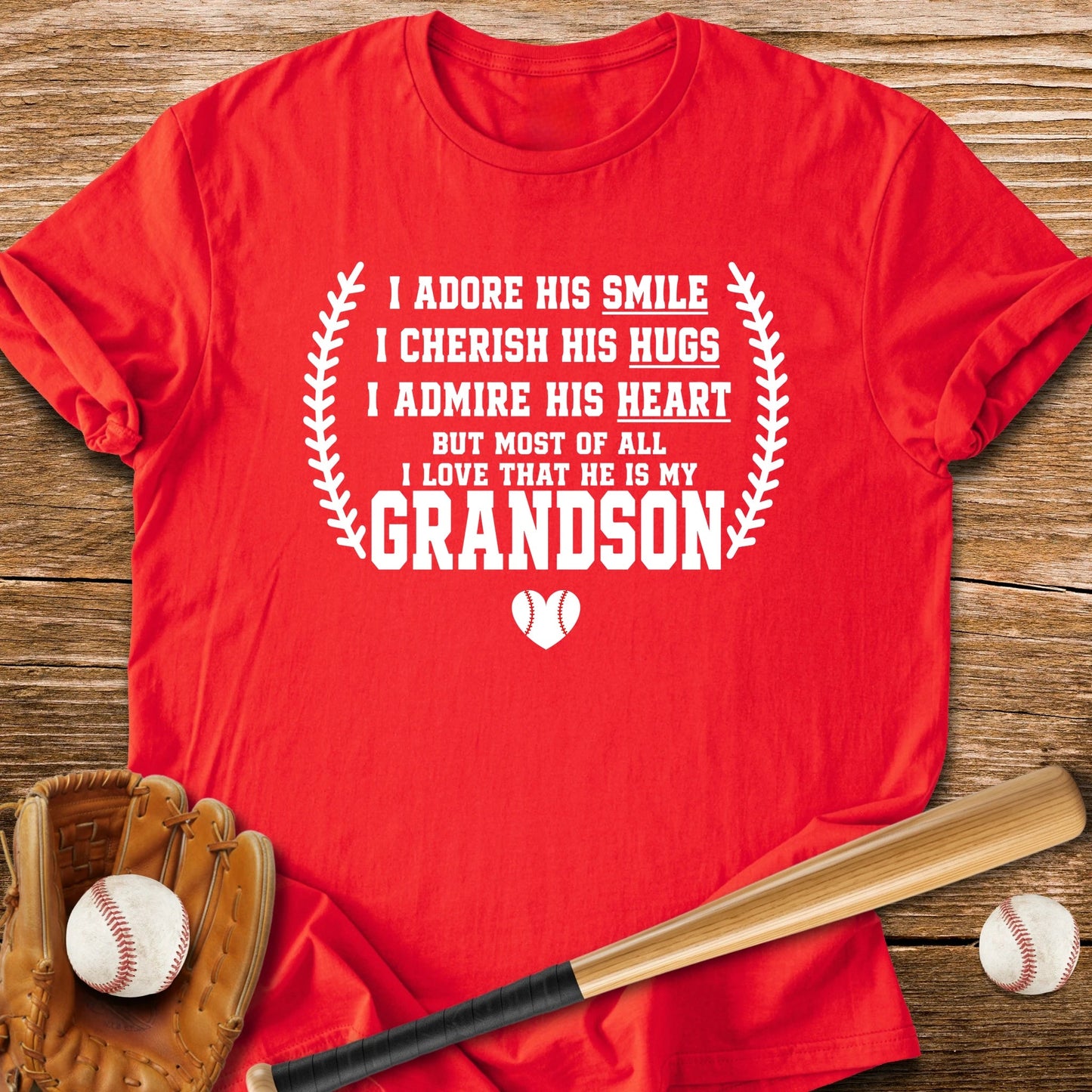 Adores Her Grandson - HomeRun PrintsT-Shirt