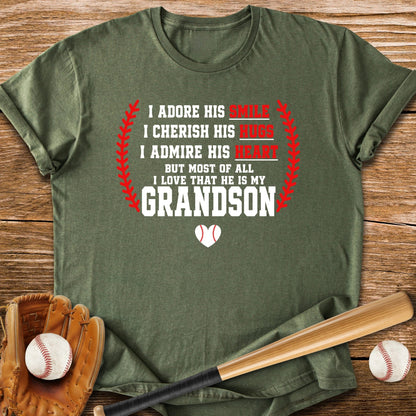 Adores Her Grandson - HomeRun PrintsT-Shirt