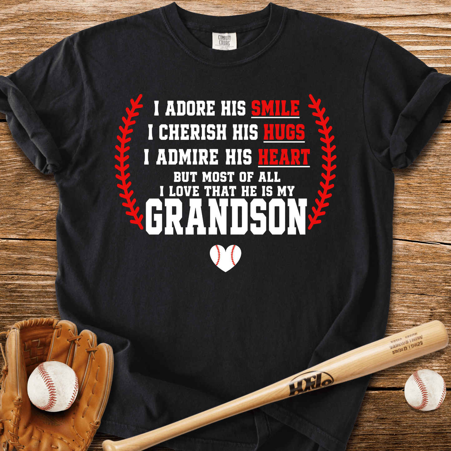 Adores Her Grandson T-Shirt - HomeRun PrintsComfort Colors