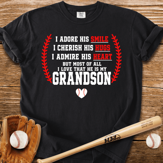 Adores Her Grandson T-Shirt - HomeRun PrintsComfort Colors