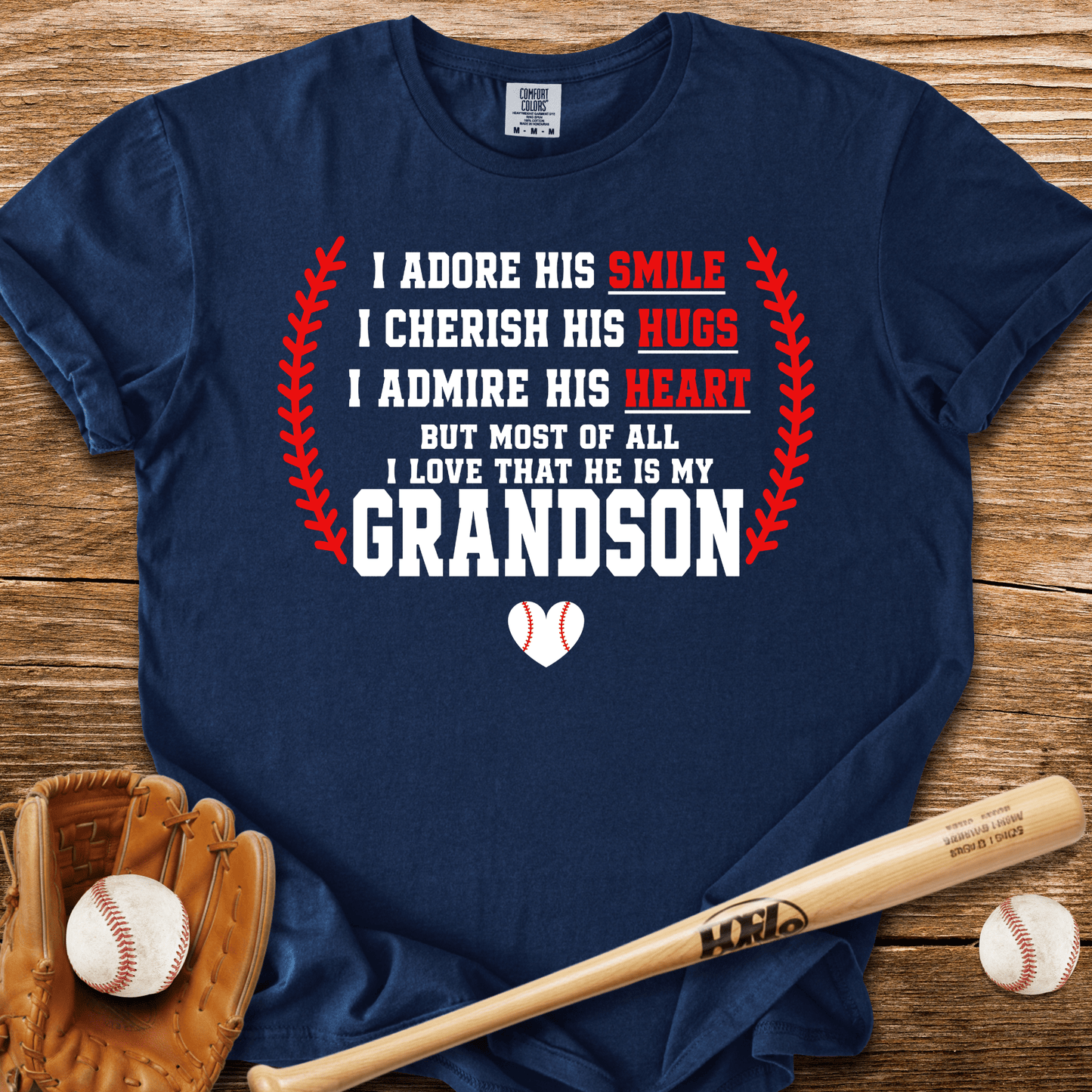 Adores Her Grandson T-Shirt - HomeRun PrintsComfort Colors