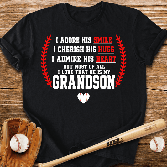 Adores Her Grandson T-Shirt - HomeRun PrintsT-Shirt