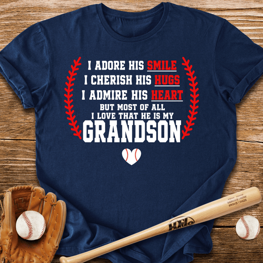 Adores Her Grandson T-Shirt - HomeRun PrintsT-Shirt