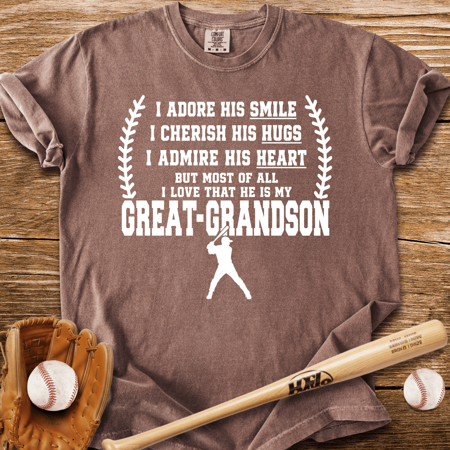 Adores Her Great-Grandson T-Shirt - HomeRun PrintsComfort Colors