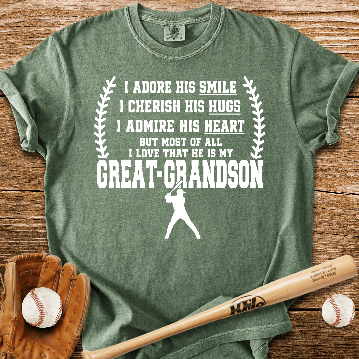 Adores Her Great-Grandson T-Shirt - HomeRun PrintsComfort Colors