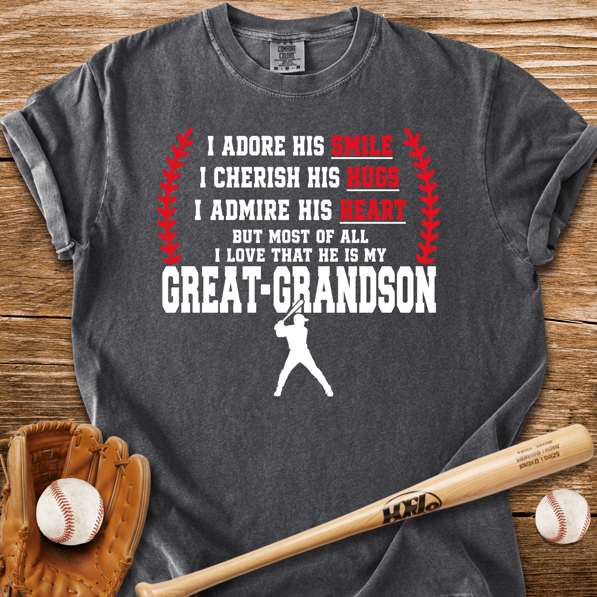 Adores Her Great-Grandson T-Shirt - HomeRun PrintsComfort Colors