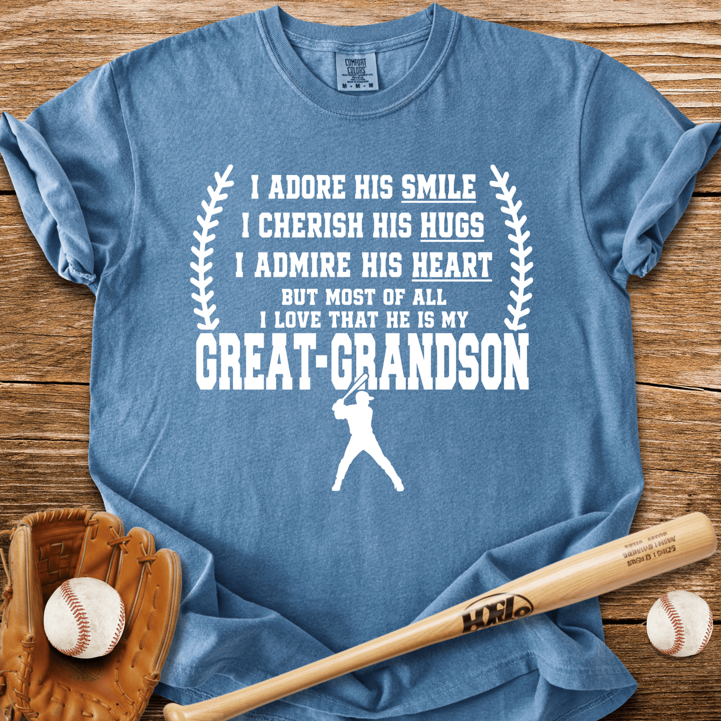 Adores Her Great-Grandson T-Shirt - HomeRun PrintsComfort Colors