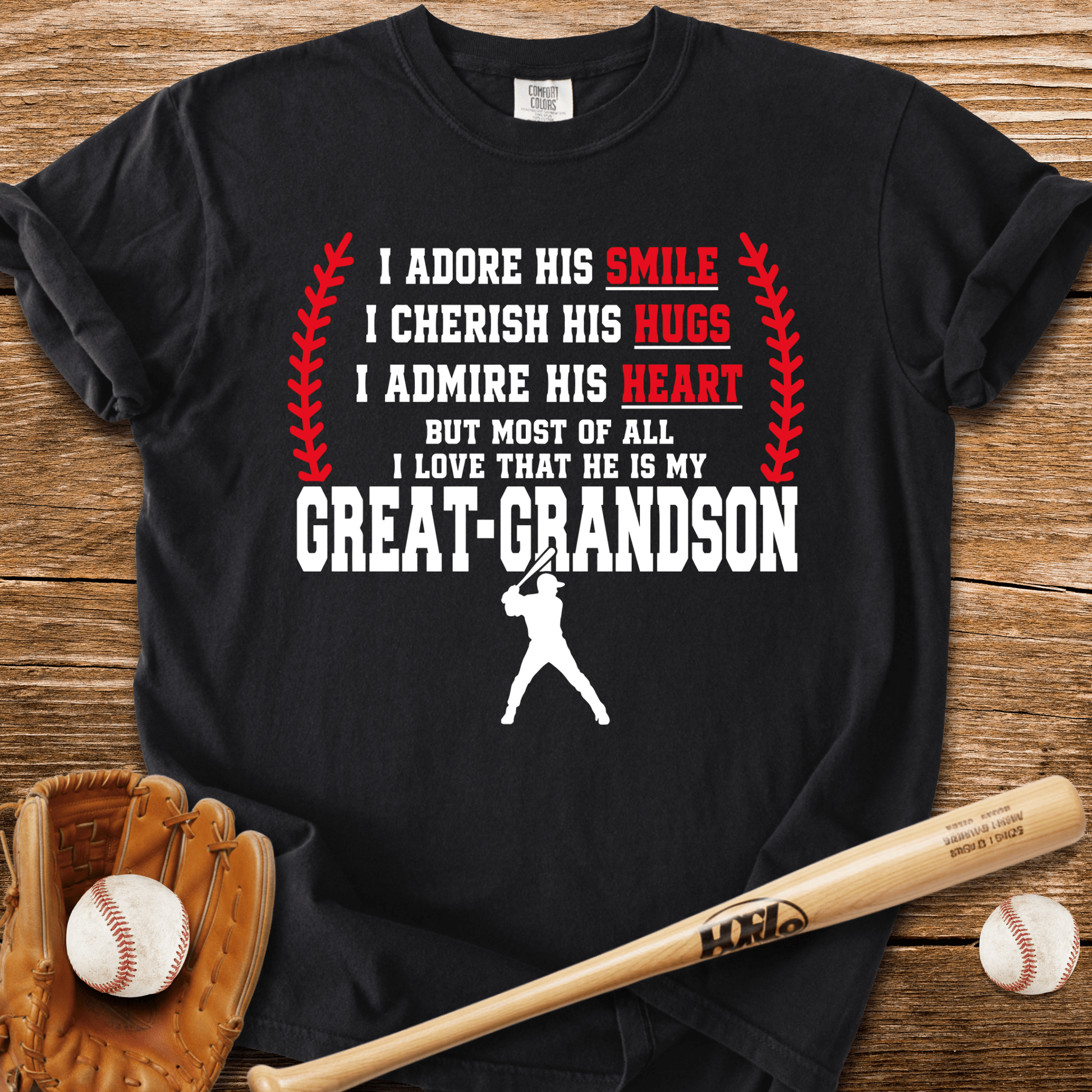 Adores Her Great-Grandson T-Shirt - HomeRun PrintsComfort Colors