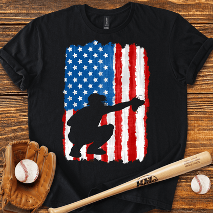 American Flag Catcher T-Shirt - HomeRun PrintsT-Shirt