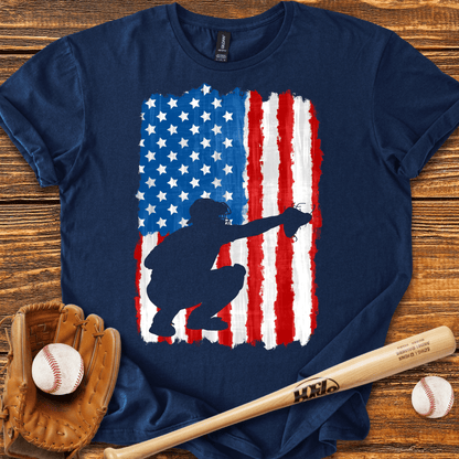 American Flag Catcher T-Shirt - HomeRun PrintsT-Shirt