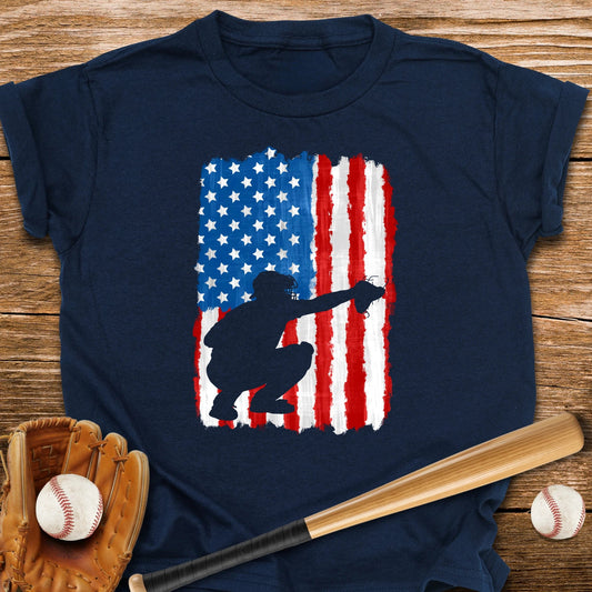 American Flag Catcher Youth Tee - HomeRun PrintsKids clothes