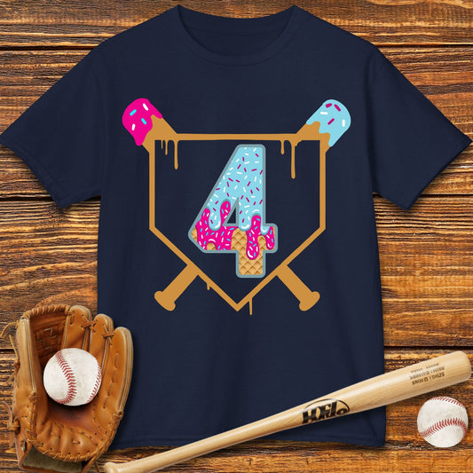 Baseball 4th Birthday Kids T-shirt - HomeRun PrintsKids clothes
