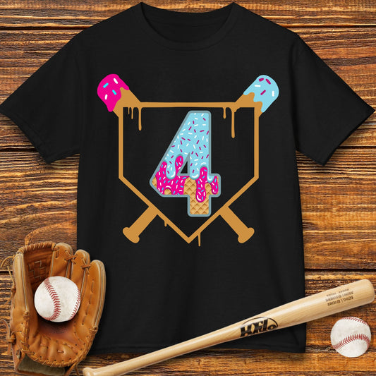 Baseball 4th Birthday Kids T-shirt - HomeRun PrintsKids clothes