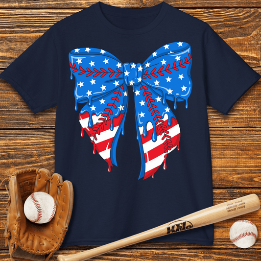Baseball Bow USA Drip Kids T-Shirt - HomeRun PrintsKids clothes
