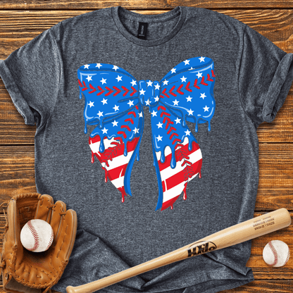 Baseball Bow USA Drip T-Shirt - HomeRun PrintsT-Shirt