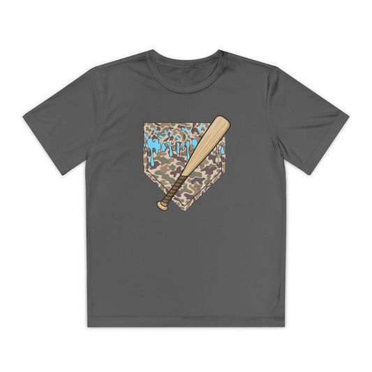 Baseball Camo Drip Youth Athletic Tee - HomeRun PrintsKids clothes
