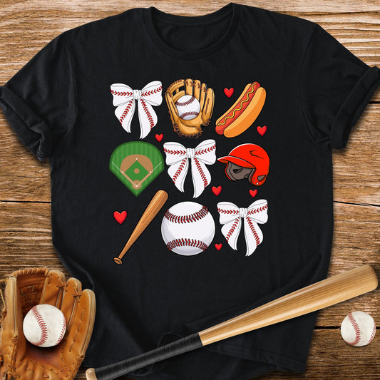 Baseball Coquette Bow - HomeRun PrintsT-Shirt