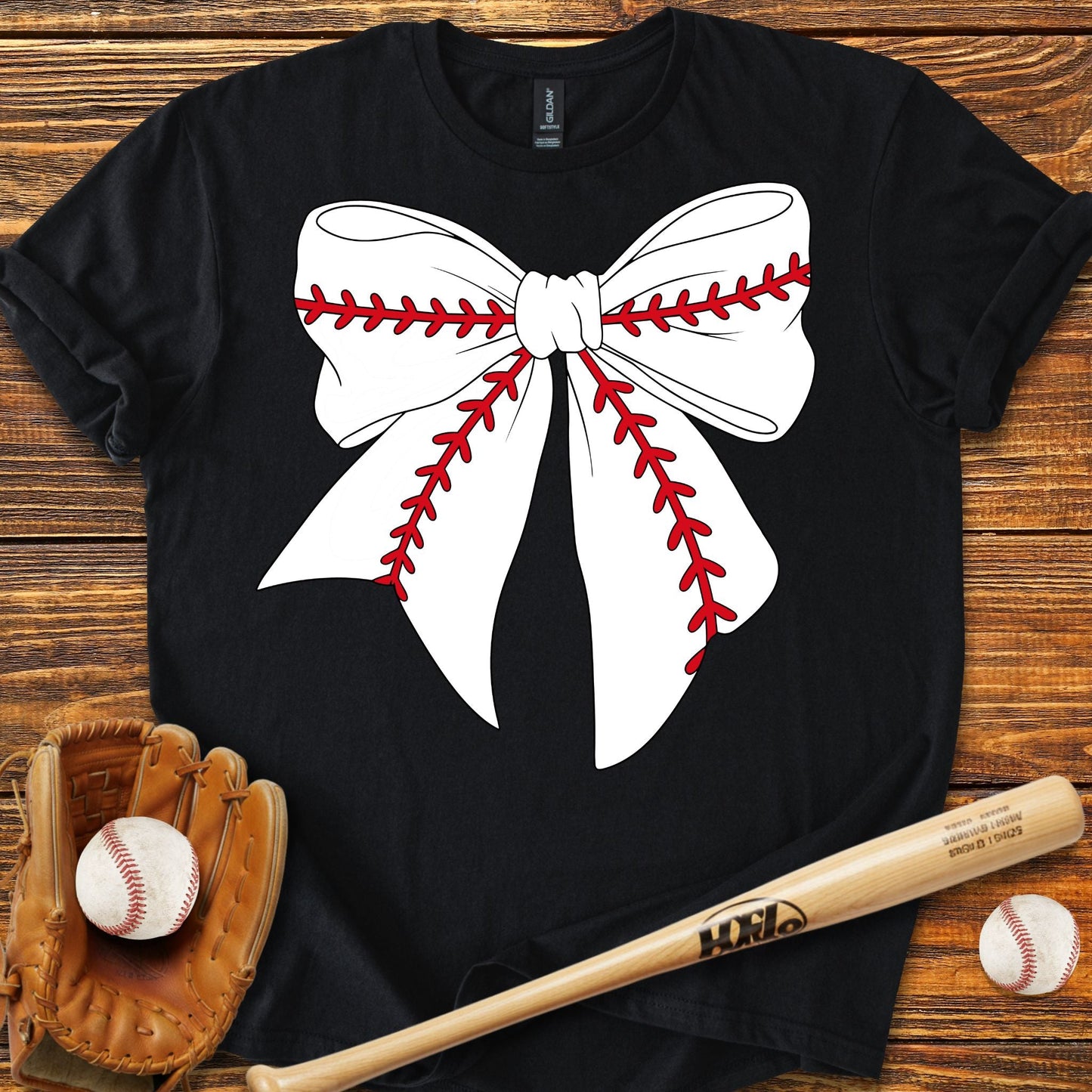 Baseball Coquette Bow T-Shirt - HomeRun PrintsT-Shirt