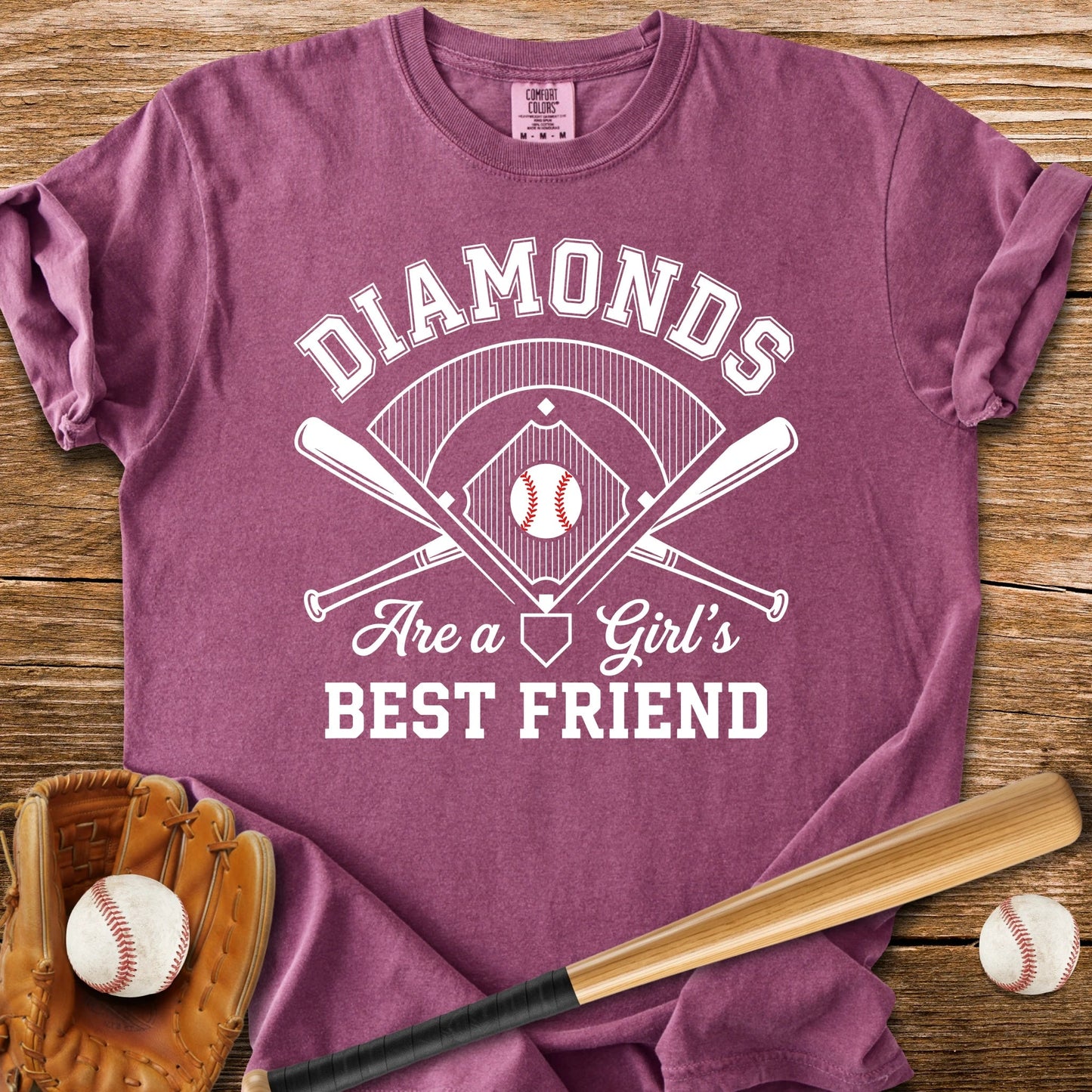 Baseball Diamonds Girl - HomeRun PrintsComfort Colors