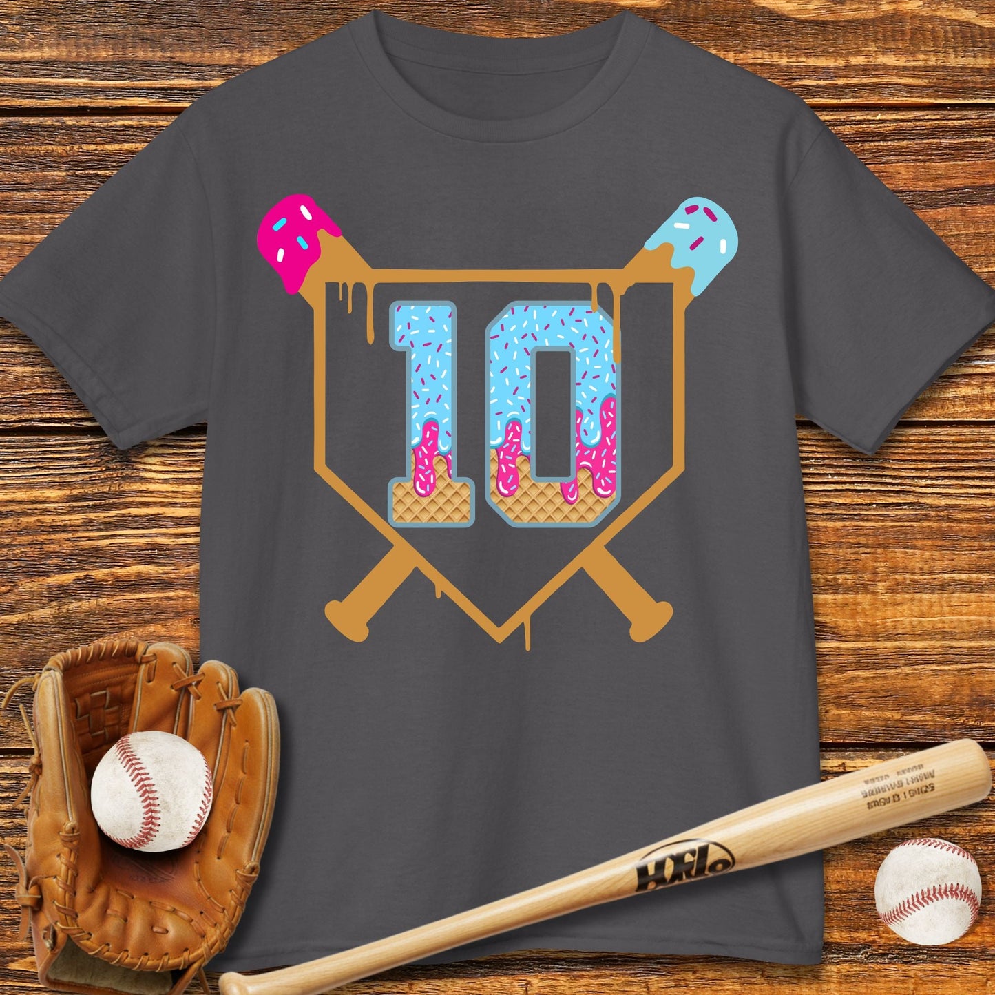 Baseball Drip 10th Birthday Kids T-shirt - HomeRun PrintsKids clothes
