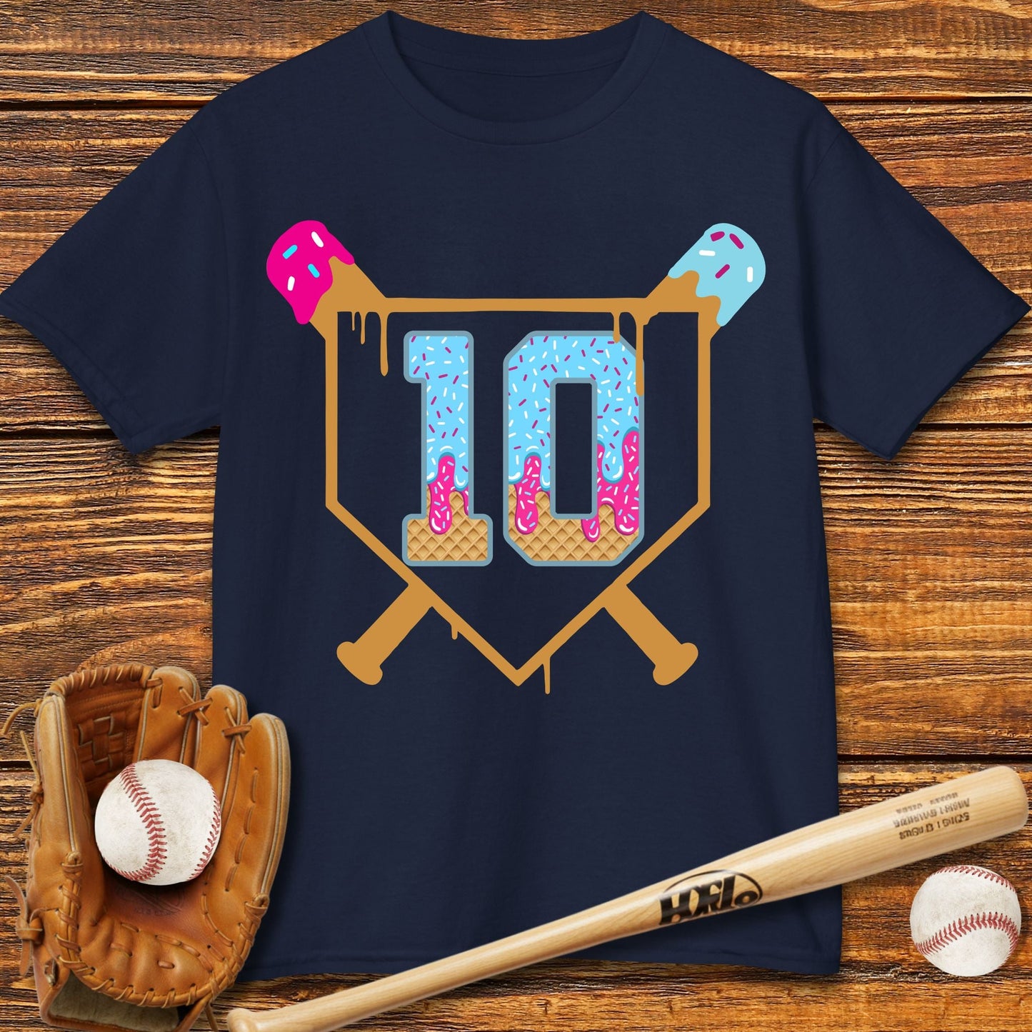Baseball Drip 10th Birthday Kids T-shirt - HomeRun PrintsKids clothes