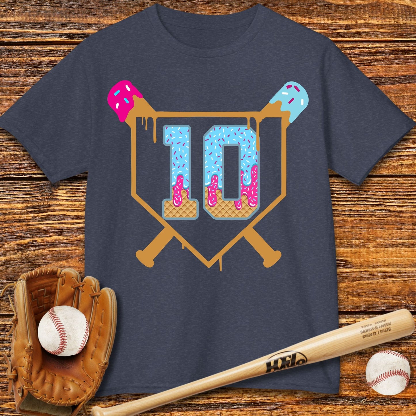 Baseball Drip 10th Birthday Kids T-shirt - HomeRun PrintsKids clothes