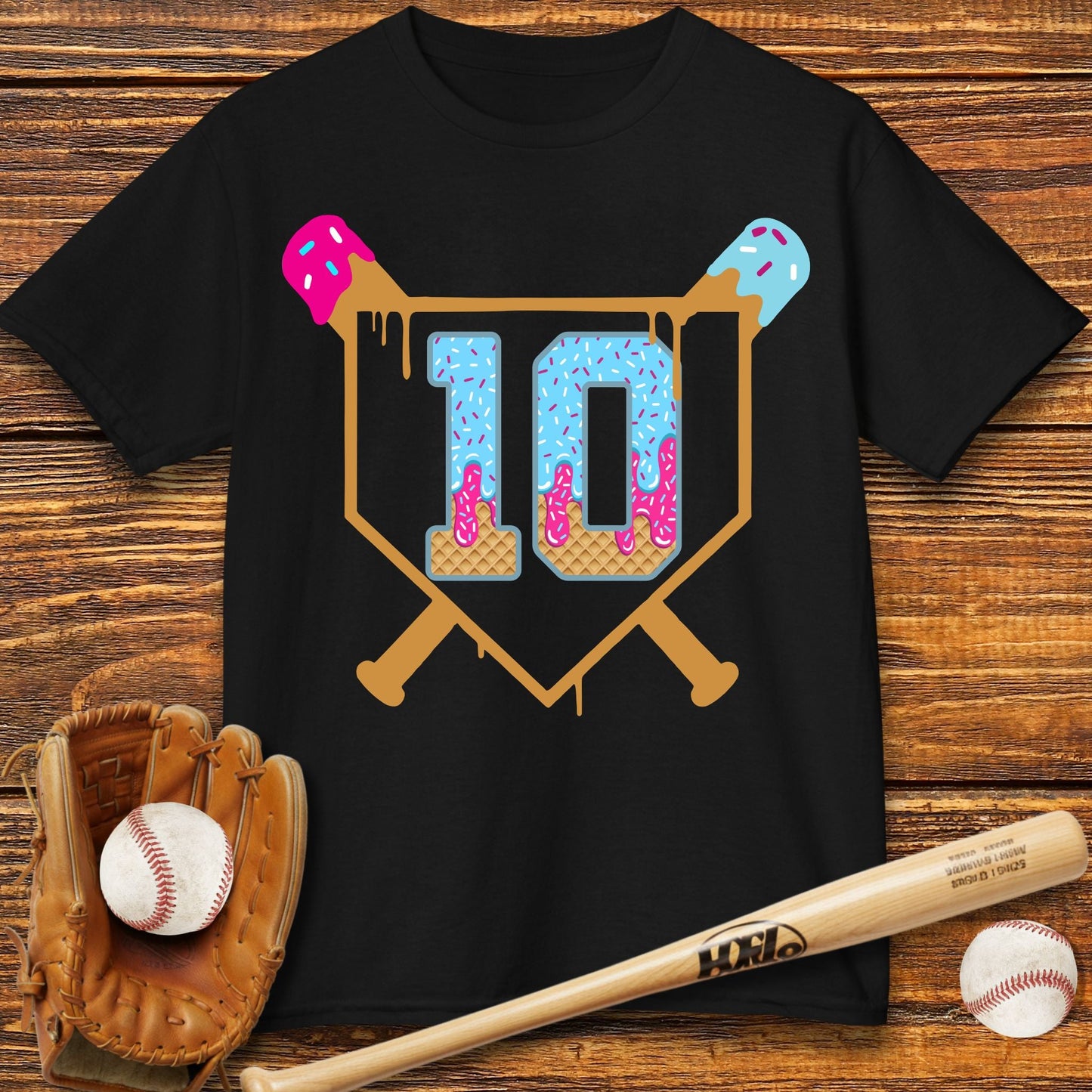Baseball Drip 10th Birthday Kids T-shirt - HomeRun PrintsKids clothes