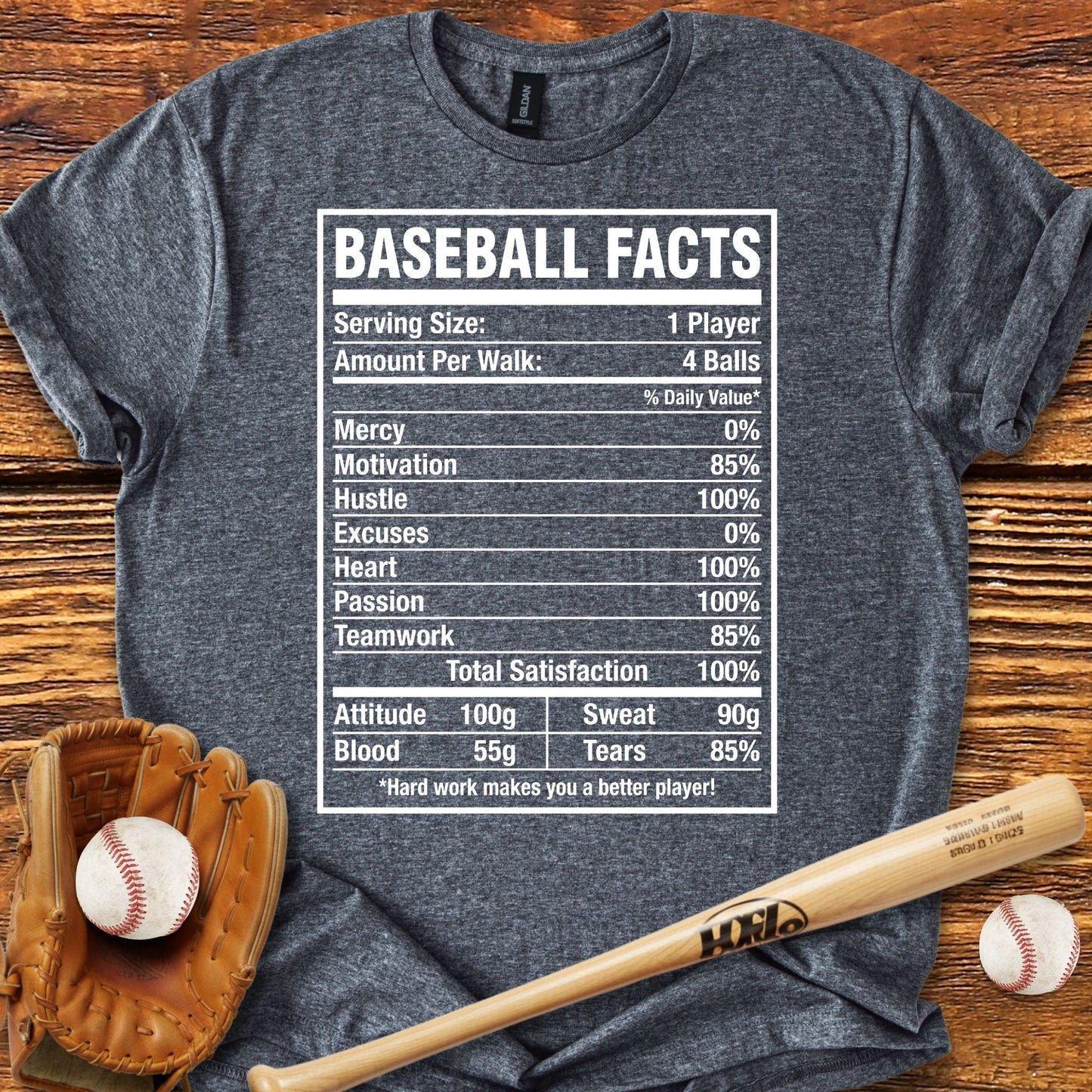 Baseball Facts Nutrition T-Shirt - HomeRun PrintsT-Shirt