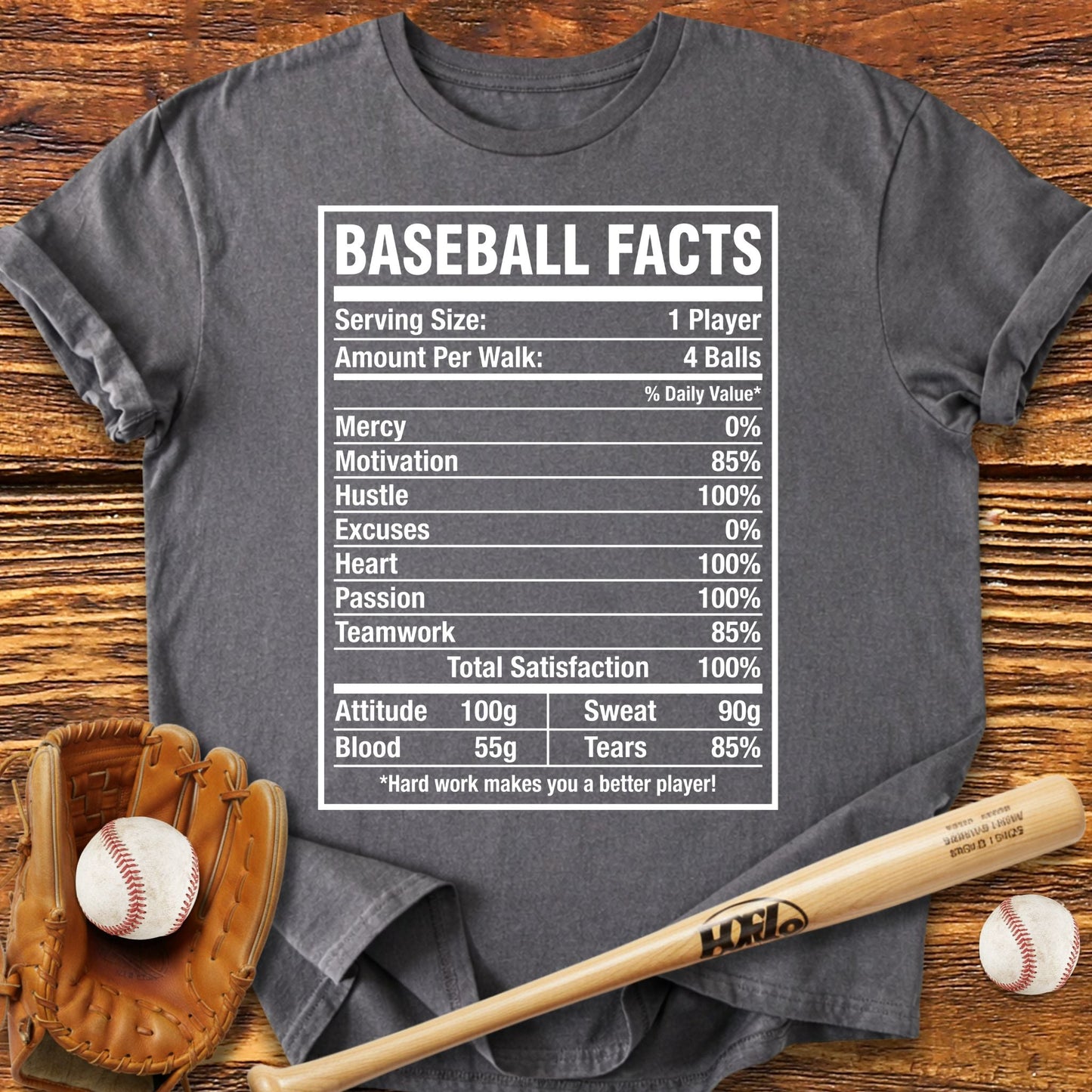 Baseball Facts Nutrition T-Shirt - HomeRun PrintsT-Shirt