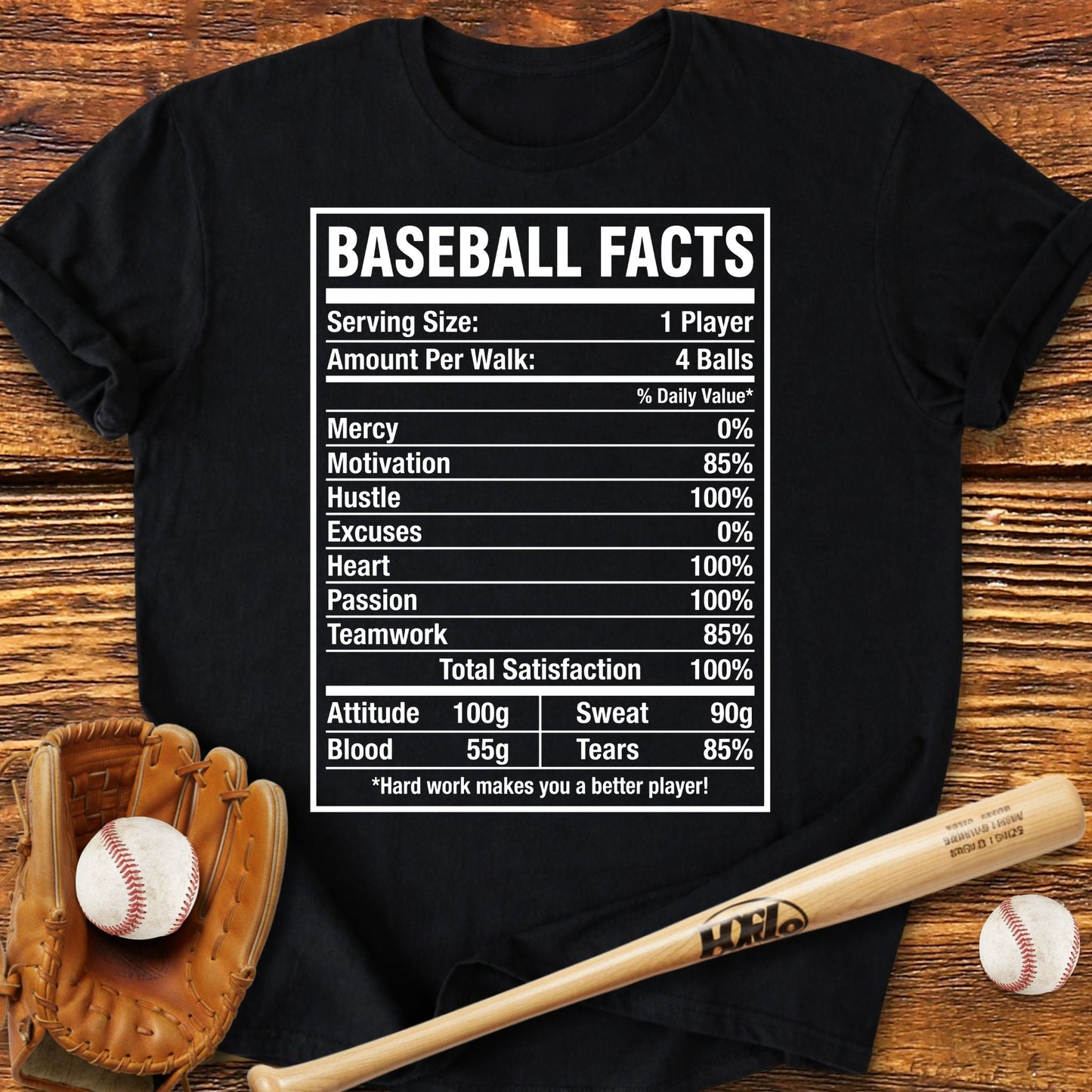 Baseball Facts Nutrition T-Shirt - HomeRun PrintsT-Shirt