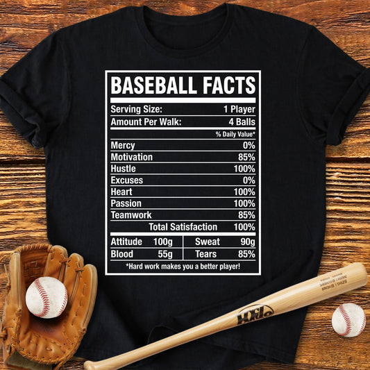 Baseball Facts Nutrition T-Shirt - HomeRun PrintsT-Shirt