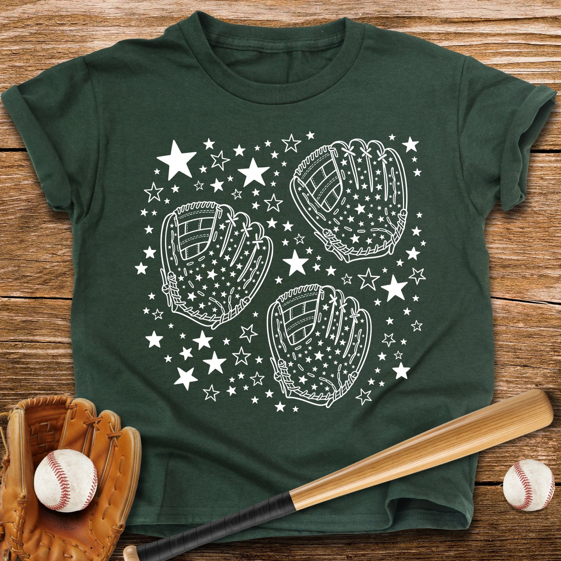 Baseball Gloves Stars Youth Tee - HomeRun PrintsKids clothes