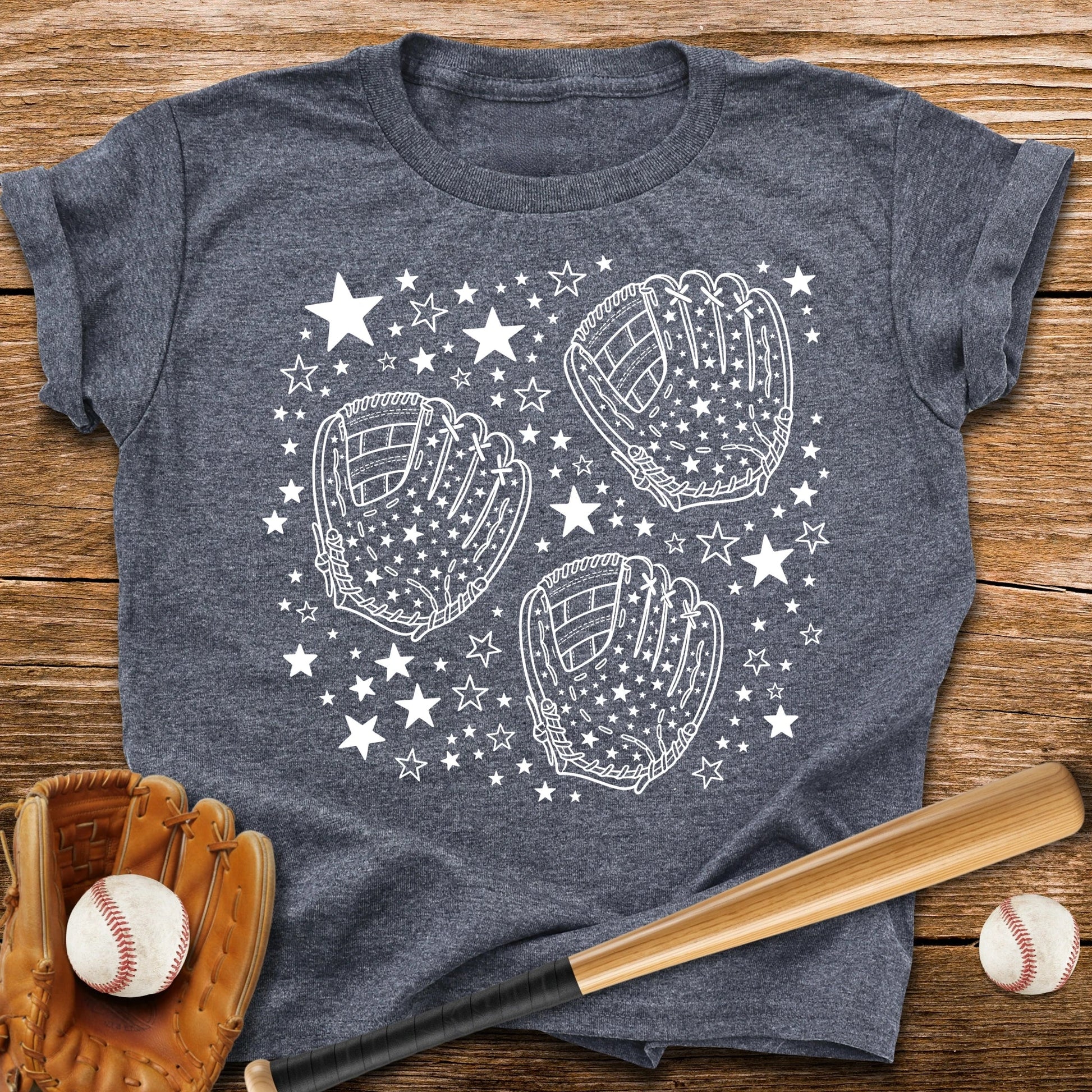 Baseball Gloves Stars Youth Tee - HomeRun PrintsKids clothes