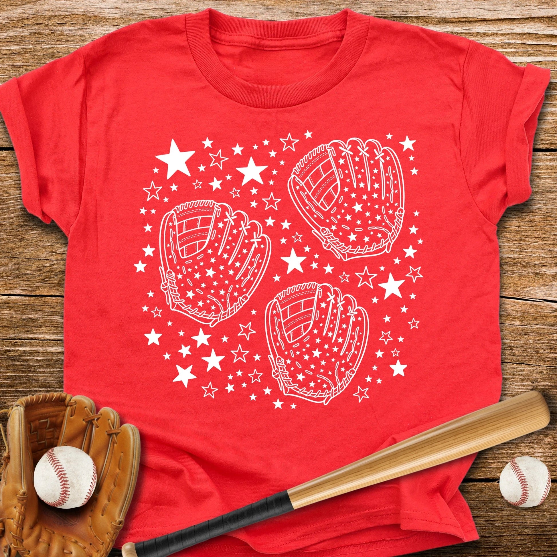 Baseball Gloves Stars Youth Tee - HomeRun PrintsKids clothes