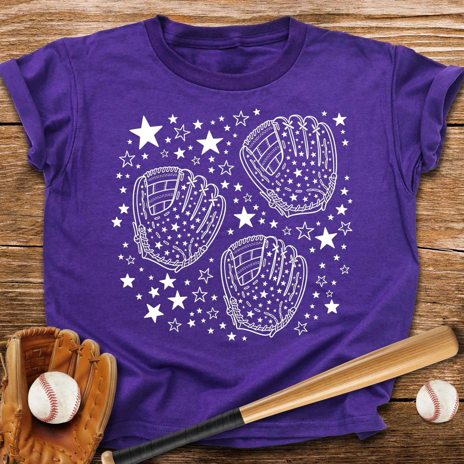Baseball Gloves Stars Youth Tee - HomeRun PrintsKids clothes