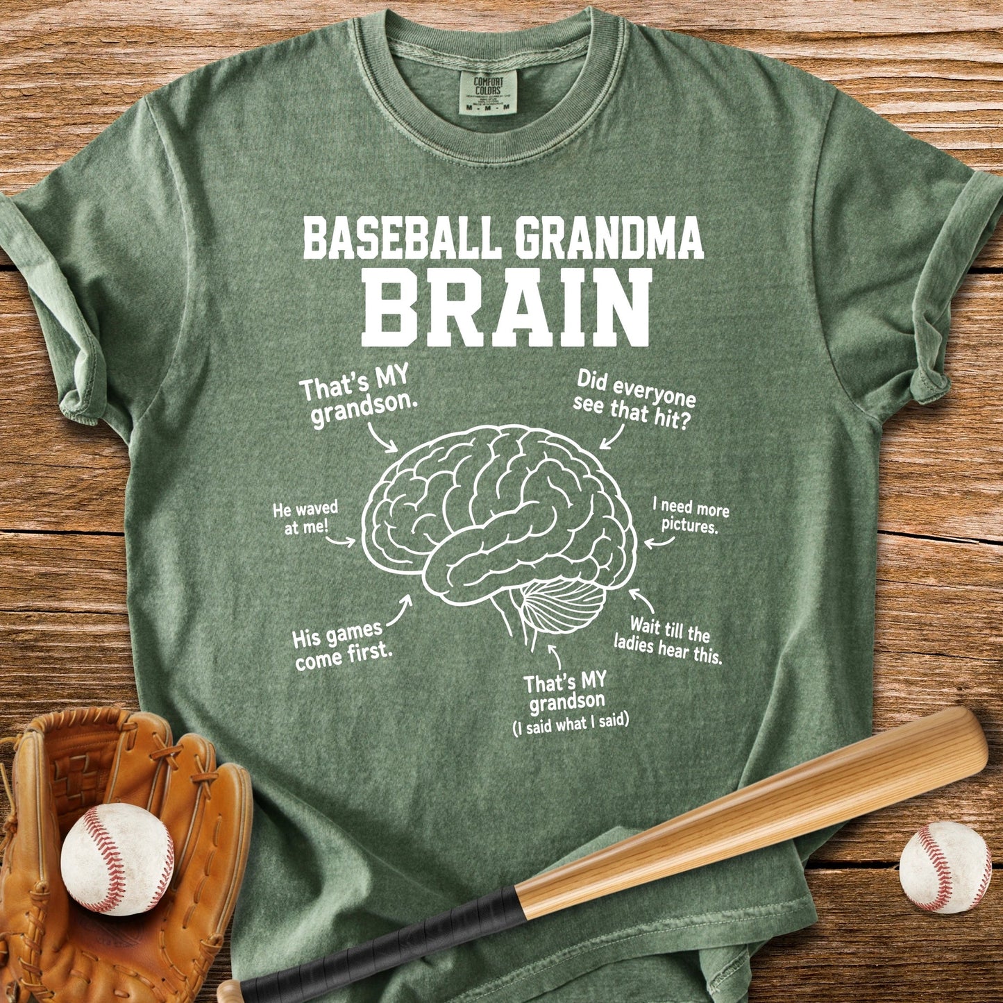 Baseball Grandma Brain - HomeRun PrintsComfort Colors